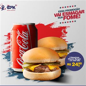 2 AMERICAN CHEESE BURGER + COCA LATA