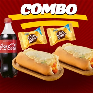 2 Hot Dog tradicional + Refrigerante 600ml + 2 BomBom.