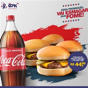 4 AMERICAN CHEESE BURGER + COCA 1,5L