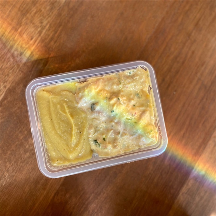 Bobó de Frango,Arroz Integral e Purê de Banana da Terra