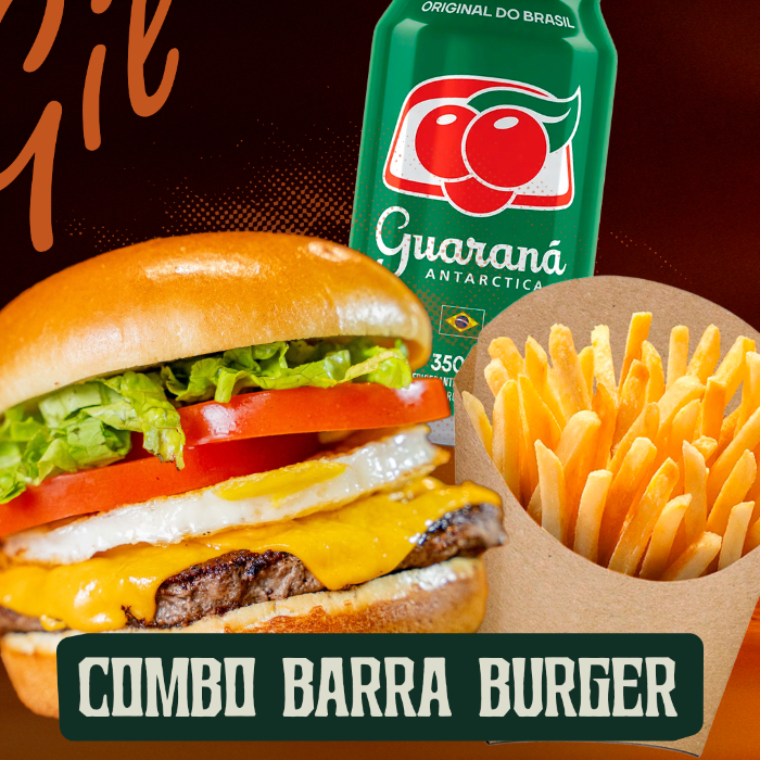 COMBO BARRA BURGER (BARRA BURGER + BATATA 150G + GUARANÁ LATA 350ML)