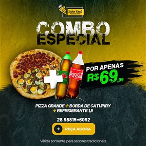 PIZZA FRANGO CATUPIRY 8 FATIAS + REFRIGERANTE 1,5L