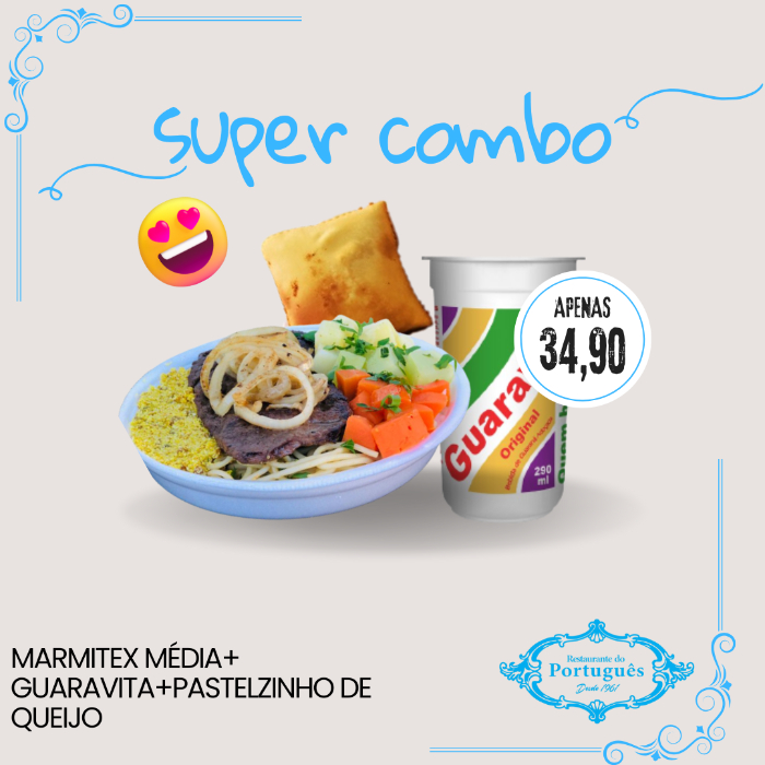 COMBO: MARMITEX PADRÃO + 01 PASTELZINHO + 01 GUARAVITA