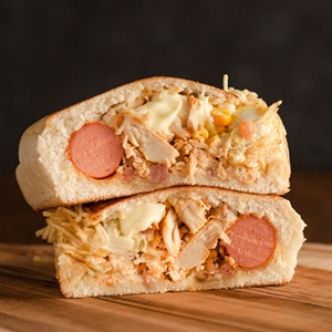 < Hot Dog Baby Shake Frango com Presunto e Queijo completão >