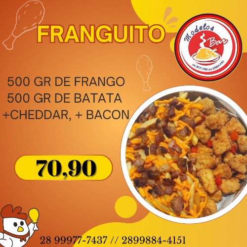 FRANGUITO COM FRITAS CHEDAR E BACON