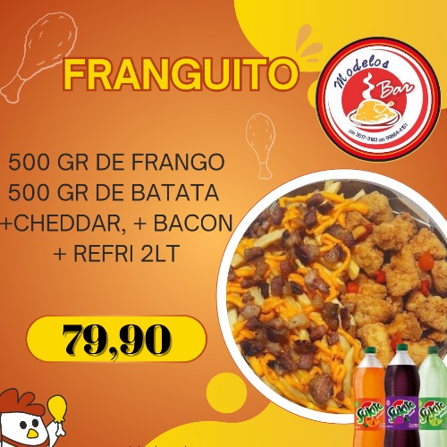 FRANGUITO COM FRITAS CHEDAR E BACON+ REFRI 2 L