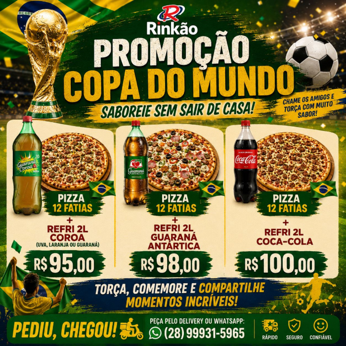 PIZZA - PROMOÇÃO PIZZA FAMÍLIA 12 FATIAS + REFRI 2L
