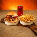 COMBO PRA VOCÊ: 1 CHEESE BACON, 1 LATA DE REFRI E BATATA FRITA
