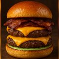 < Double Carne Grande Bacon Cheddar Duplo Burger > Hamburguer Gourmet