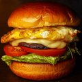 < Huevo Queso Burger > < Burger Carne de Hamburguer com Ovo com Queijo >